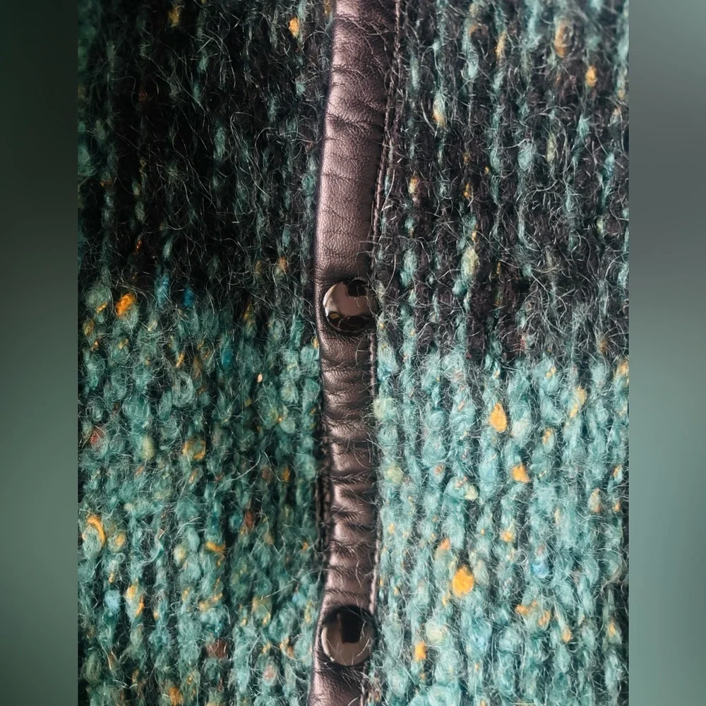 Vintage 1970’s Oversized Green & Black Checkered Mohair & Llama Jacket Size L - Picture 2 of 7